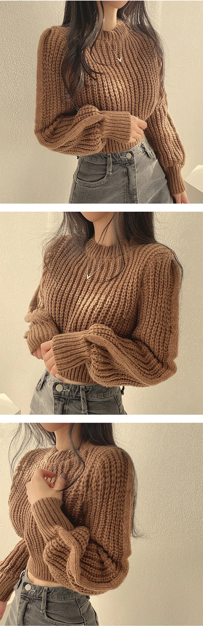 Women's Harajuku Knit Sweater – Loose Vintage Lantern Sleeve Pullover