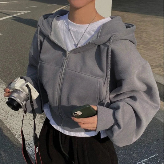 Sweatshirt de Mulher com Fecho – Roupa de Rua Casual