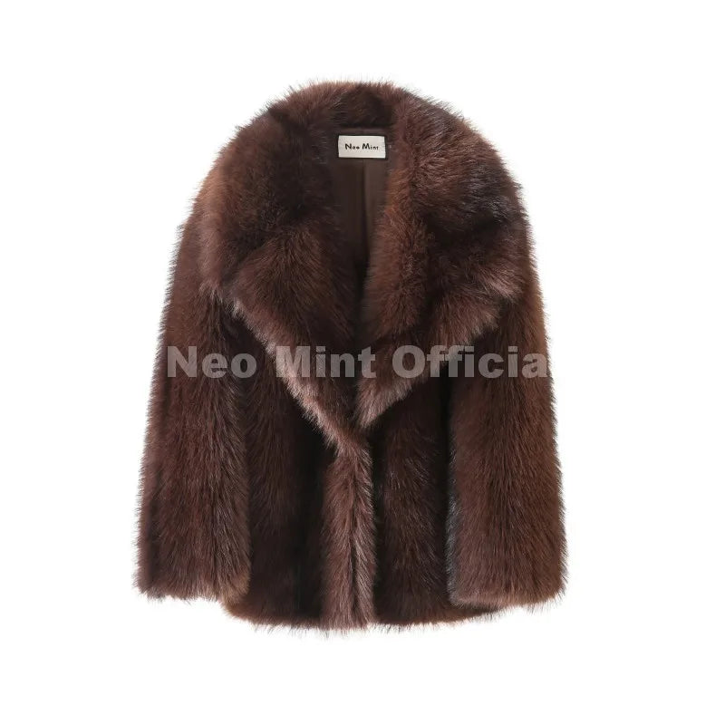Women's Luxury Striped Faux Fur Coat – Oversized Batwing Sleeve Winter Jacket