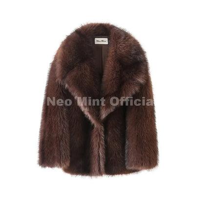 Women's Luxury Striped Faux Fur Coat – Oversized Batwing Sleeve Winter Jacket