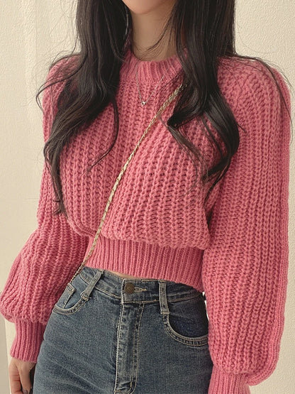 Women's Harajuku Knit Sweater – Loose Vintage Lantern Sleeve Pullover