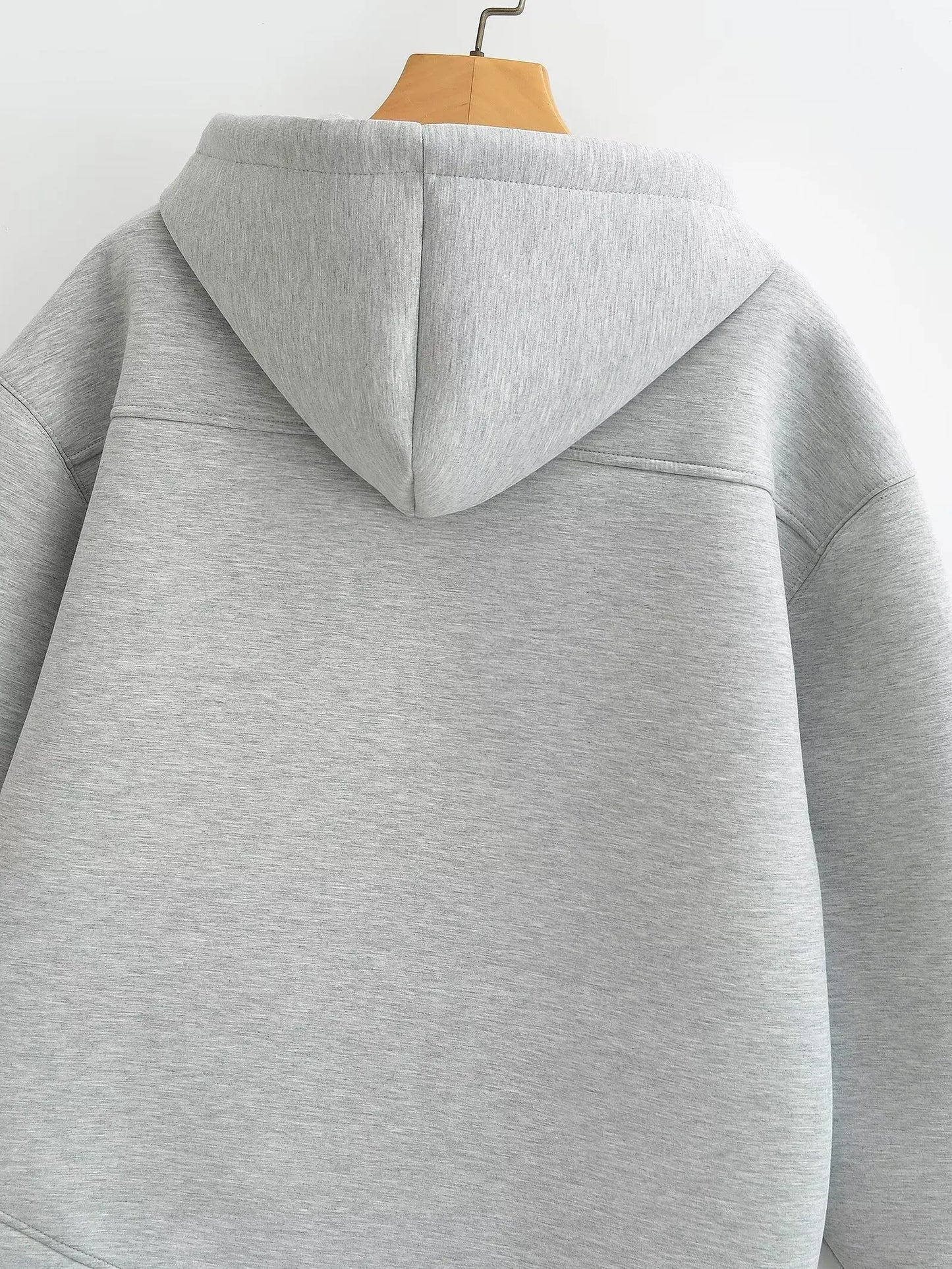 Women's Hooded Zip Jacket – Loose Casual Coat with Pockets