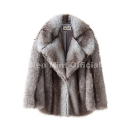 Women's Luxury Striped Faux Fur Coat – Oversized Batwing Sleeve Winter Jacket