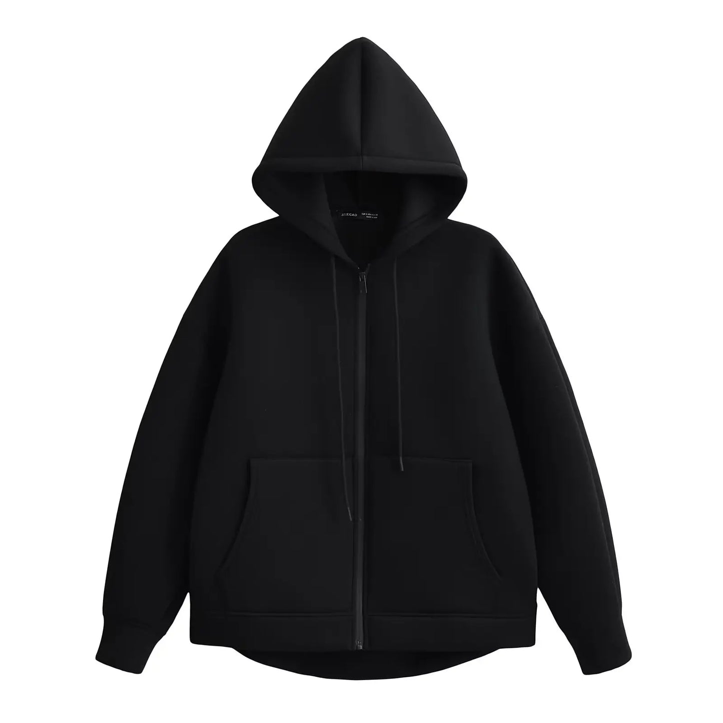 Women's Hooded Zip Jacket – Loose Casual Coat with Pockets