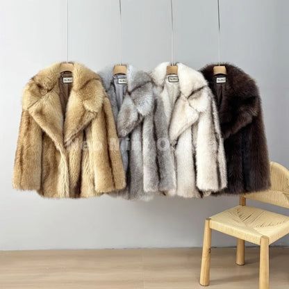 Women's Luxury Striped Faux Fur Coat – Oversized Batwing Sleeve Winter Jacket