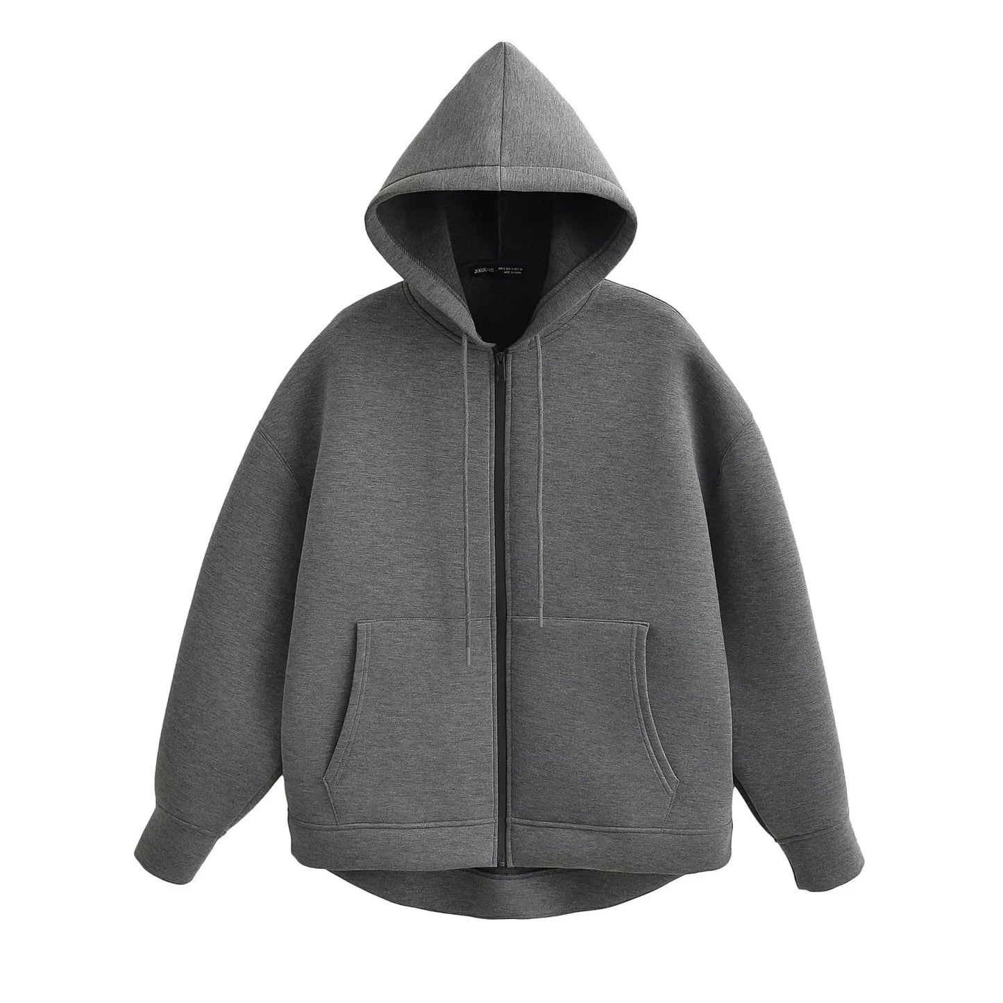 Women's Hooded Zip Jacket – Loose Casual Coat with Pockets