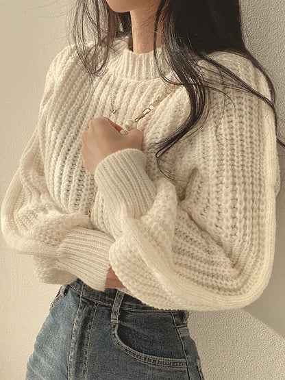 Women's Harajuku Knit Sweater – Loose Vintage Lantern Sleeve Pullover