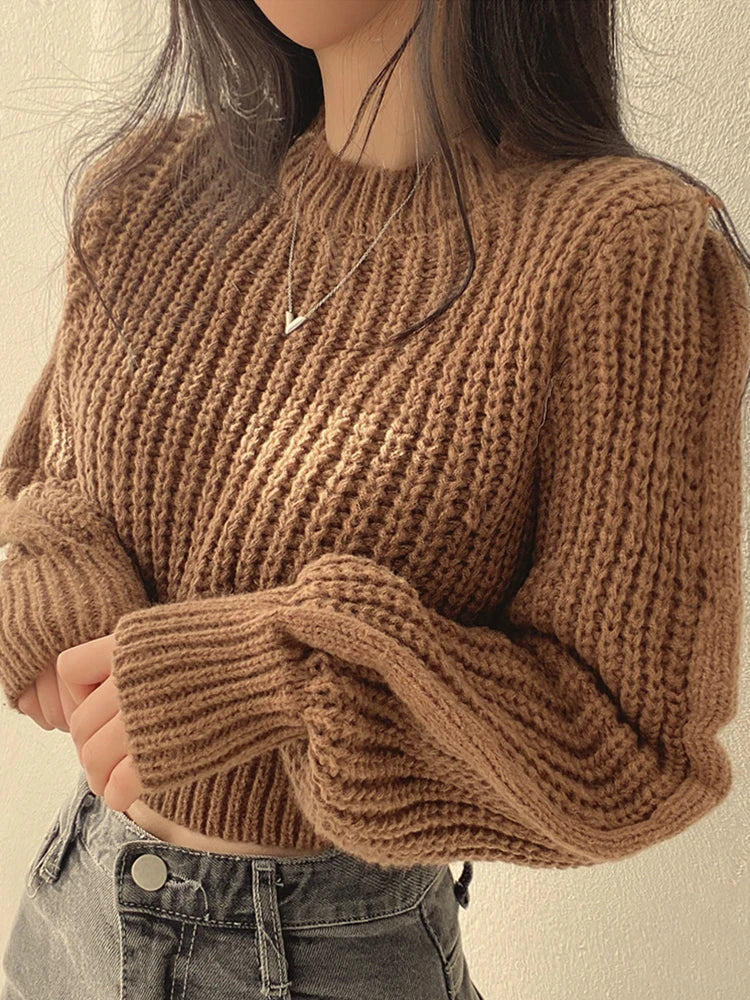 Women's Harajuku Knit Sweater – Loose Vintage Lantern Sleeve Pullover
